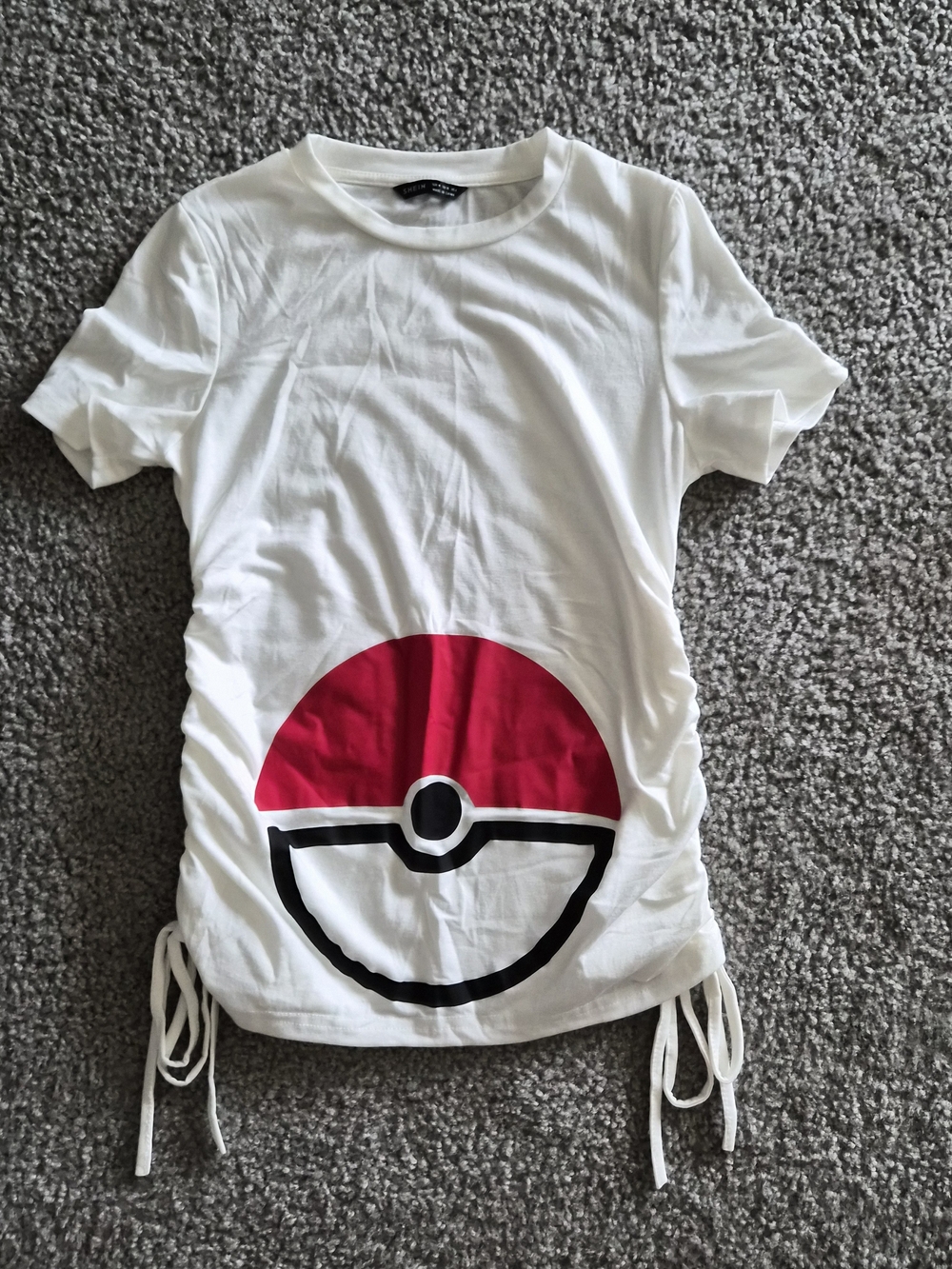 Womens Maternity White Tee with Pokeball Graphic